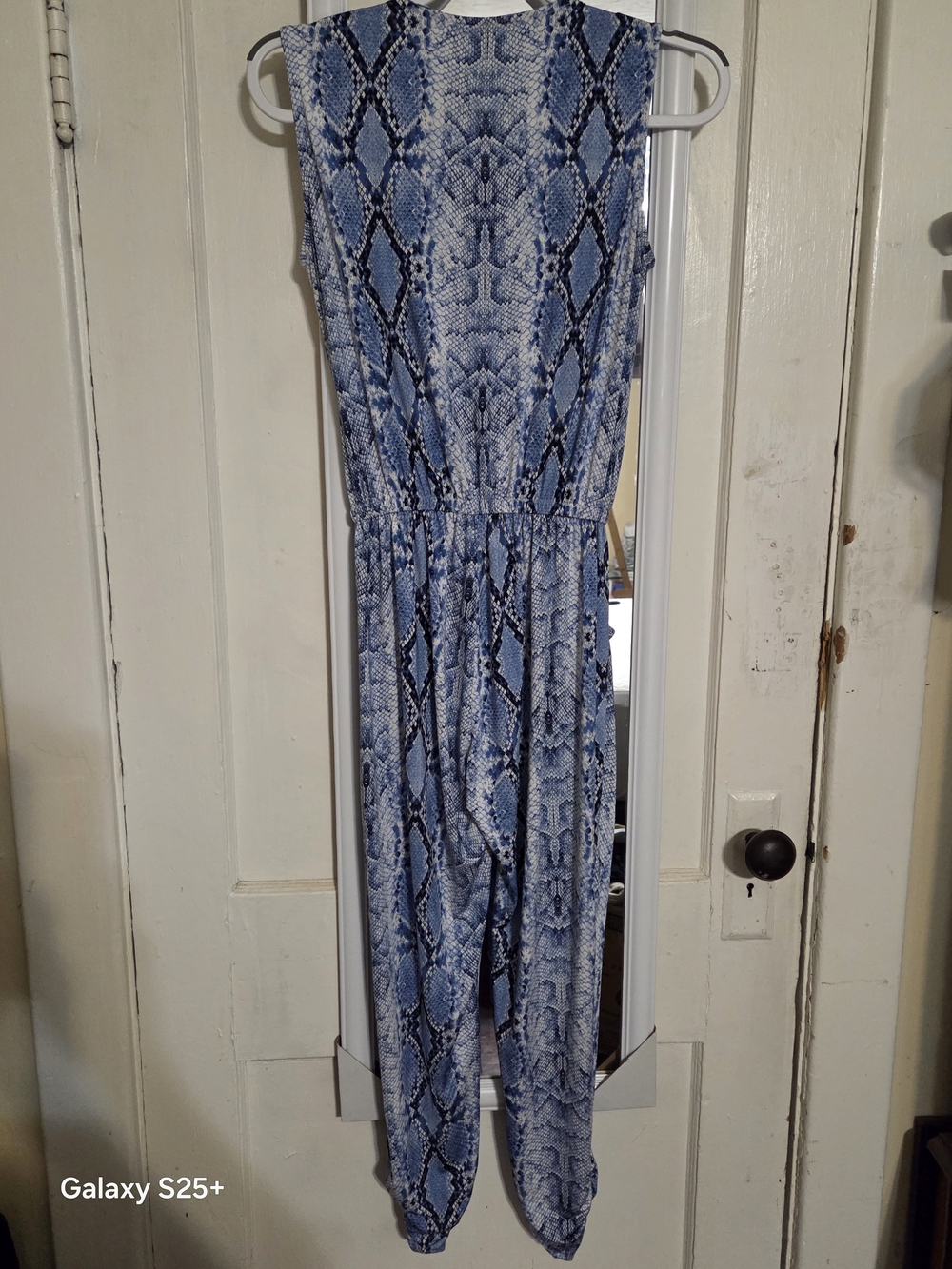 Blue Snake Print Sleeveless Jumpsuit